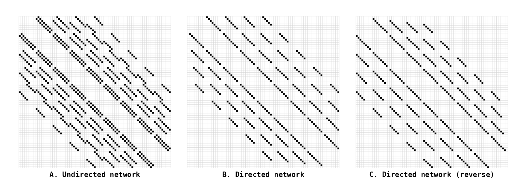 Figure 8. Connectivity matrices of the **Bishop** (with degree = 4)