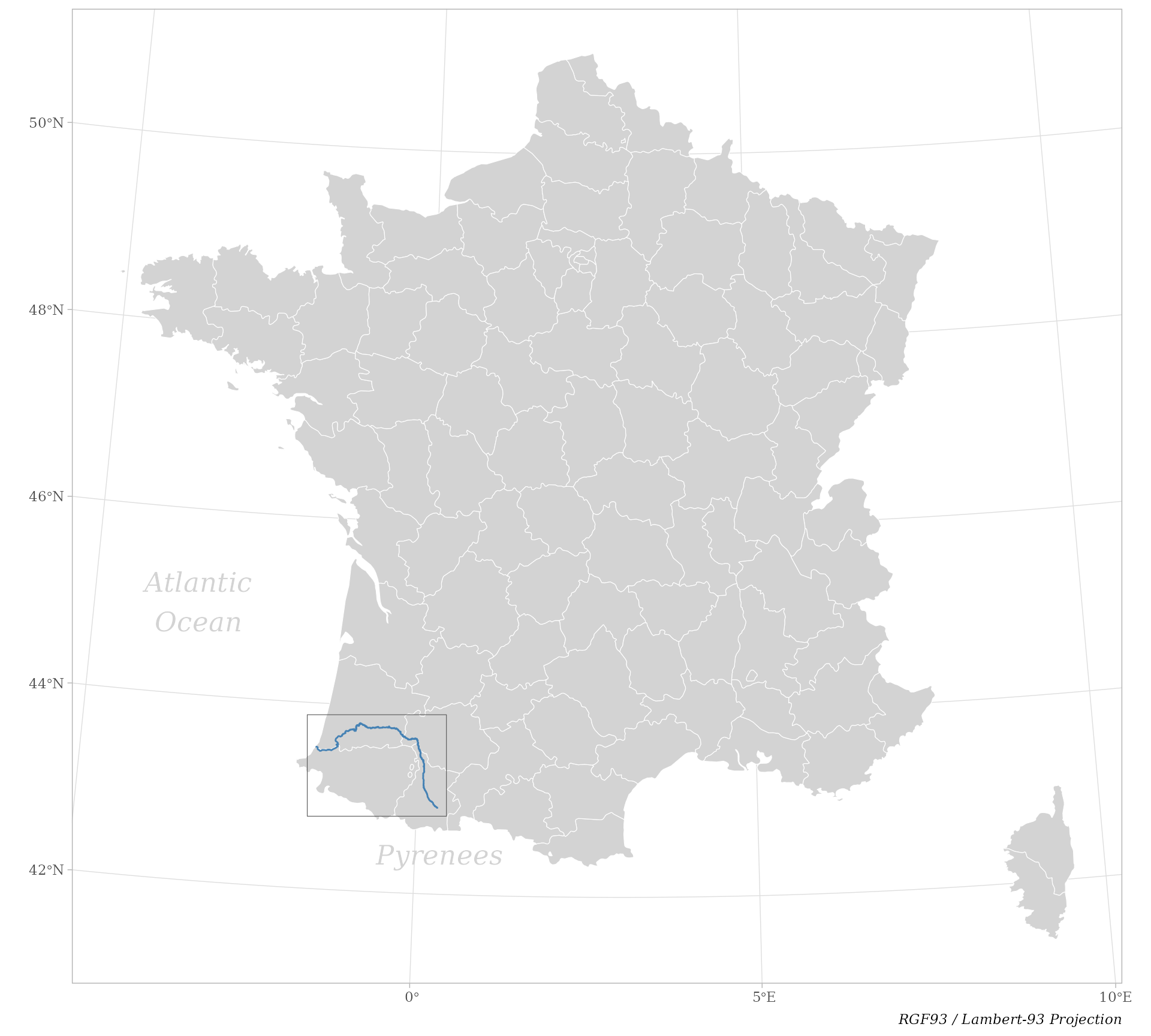 Figure 3. Location of the French river L'Adour